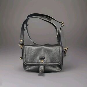 Black  Leather Multi-Pocket Crossbody Adjustable Strap Bag Purse B.O.C.‎